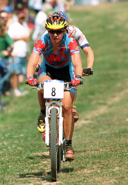 Canada's Chrissy Redden competing in a cross country cycling event at the 2000 Sydney Olympic Games. (CP PHOTO/ COA)