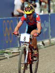 Canada's Chrissy Redden competes in a cross country cycling event at the 2000 Sydney Olympic Games. (CP PHOTO/ COA)