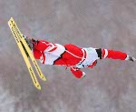 Canada's Caroline Oliver competes in the freestyle ski aerials event at the 1998 Nagano Winter Olympic Games. (CP Photo/ COA/Mike Ridewood)