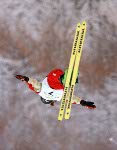 Canada's Caroline Oliver competes in the freestyle ski aerials event at the 1998 Nagano Winter Olympic Games. (CP Photo/ COA/Mike Ridewood)