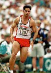Canada's Peter Ogilvie competing in the 200m event at the 1992 Olympic games in Barcelona. (CP PHOTO/ COA/ Claus Andersen)