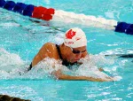 Canada's Lisa Flood competing in the swimming event at the 1992 Olympic games in Barcelona. (CP PHOTO/ COA/Ted Grant)