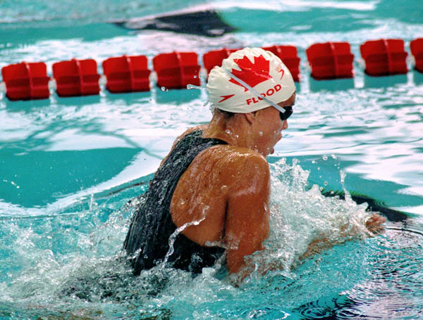 Canada's Lisa Flood competes in a swimming event at the 1996 Atlanta Summer Olympic Games. (CP Photo/COA/Mike Ridewood)