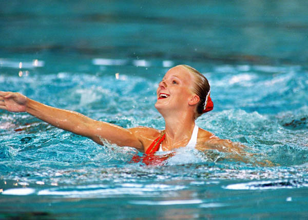Canada's Christine Larsen performs with the synchronized swimming team at the 1996 Atlanta Summer Olympic Games. (CP Photo/COA/Scott Grant)