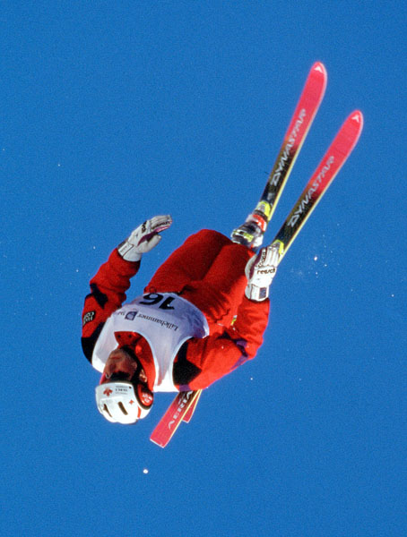 Canada's Nicolas Fontaine competes in the men's freestyle ski aerials event at the 1994 Lillehammer Winter Olympics. (CP Photo/COA/ F. Scott Grant)