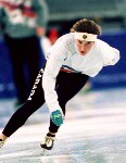 Canada's Linda Johnson participates in the long track speed skating event at the 1994 Lillehammer Winter Olympics. (CP Photo/ COA/F. Scott Grant)