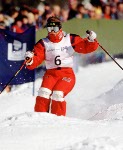 Canada's Katherina Kubenk participating in the women's freestyle ski aerials event at the 1994 Lillehammer Winter Olympics. (CP Photo/COA/ F. Scott Grant)