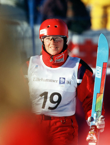 Canada's Caroline Olivier participates in the women's freestyle ski aerials event at the 1994 Lillehammer Winter Olympics. (CP Photo/COA/ F. Scott Grant)
