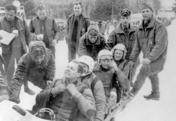 Canada's bobsleigh team Doug Anakin, Vic Emery, John Emery and Peter Kirby, at the 1964 Innsbruck winter Olympics. (CP Photo/COA)