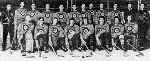 Canada's hockey team, represented by the RCAF Flyers, participates at the 1948 St. Moritz winter Olympics, on their way to a gold medal performance. (CP Photo/COA)