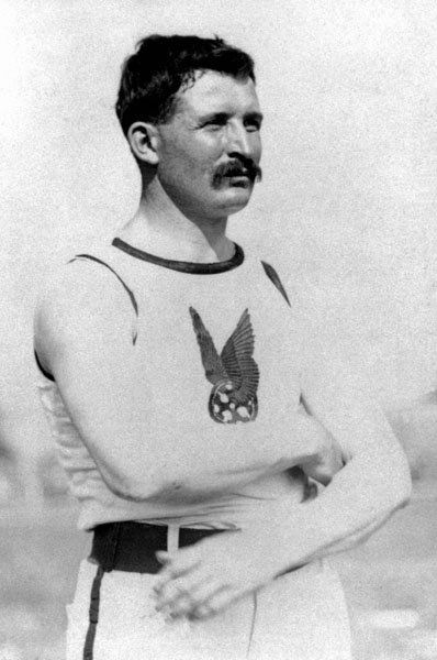 Canada's Etienne Desmarteau participates in an athletics event at the 1904 St. Louis Olympics. (CP Photo/COA)