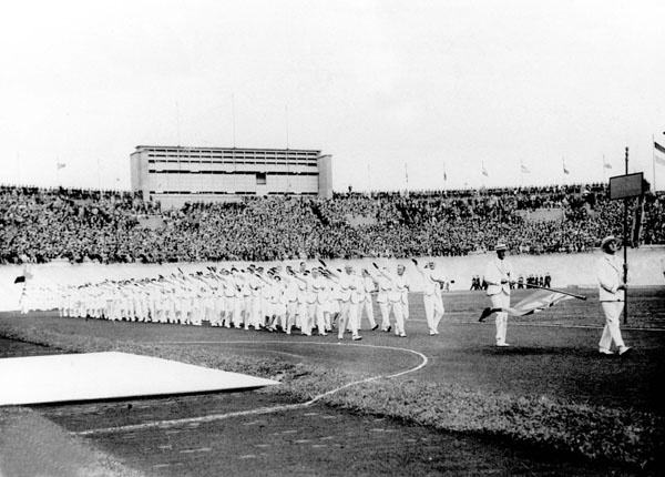Canada's Olympic team makes their entrance during the opening ceremonies at the 1928 Amsterdam Olympics. (CP Photo/COA)