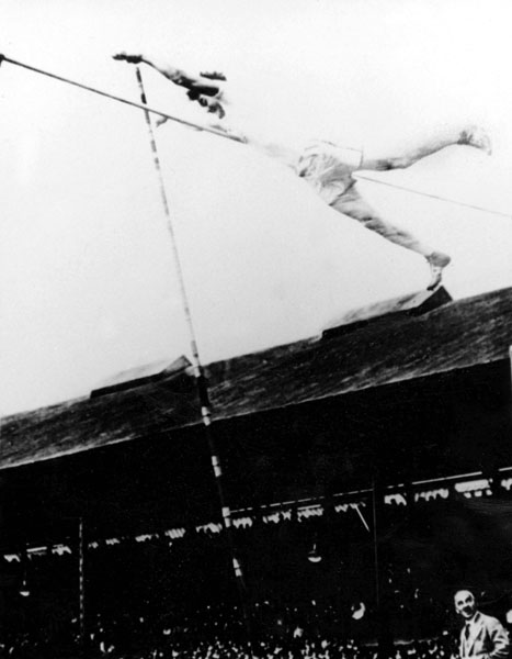 Canada's Victor (Vic) Picard competes in the pole vault event at the 1928 Amsterdam Olympics. (CP Photo/COA)