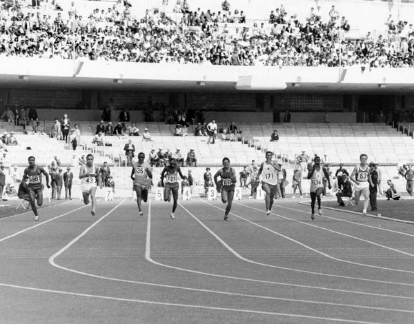 Canada's Harry Jerome (#171) competing in an atheltics event at the 1964 Tokyo Olympics. (CP Photo/COA)