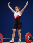 Canada's Maryse Turcotte lifts during the women's 58 kg weightlifting competition at the Sydney Olympic Games on Monday September 18, 2000. (CP Photo/COA)