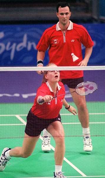 Canada's Bryan Moody and Milaine Cloutier compete in the badminton portion of the 2000 Sydney Olympic Games. (CP Photo/ COA)