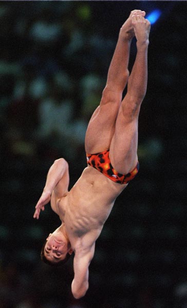 Canada's Alexandre Despatie perform a dive at the 2000 Sydney Olympic Games. (CP Photo/ COA)