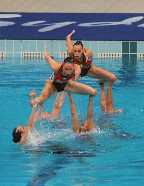 Canada's synchronized swimming team performs their routine at the 2000 Sydney Olympic Games. (CP Photo/ COA)