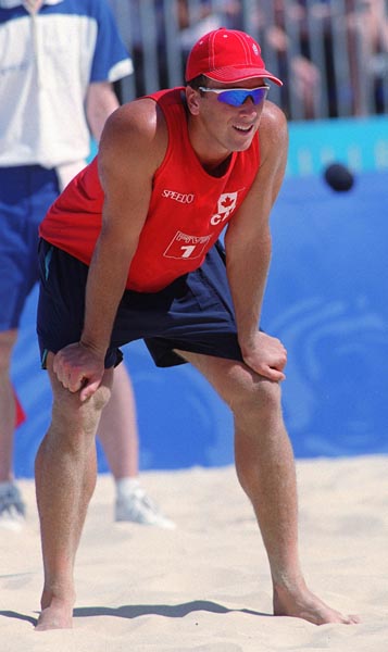 Canada's John Child  during a beach volleyball tournament  at the Sydney 2000 Olympic Games. (CP PHOTO/ COA)