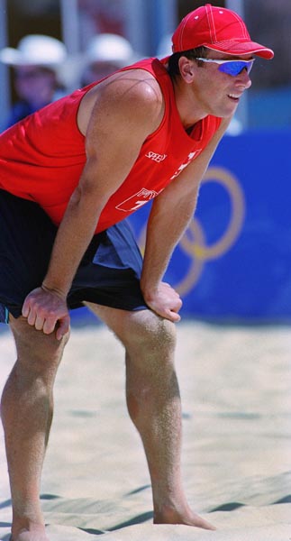 Canada's John Child  during a beach volleyball tournament  at the Sydney 2000 Olympic Games. (CP PHOTO/ COA)