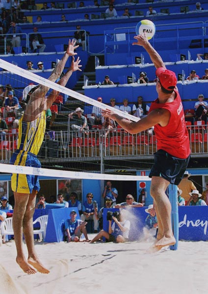 Canada's John Child in action during a beach volleyball tournament  at the Sydney 2000 Olympic Games. (CP PHOTO/ COA)