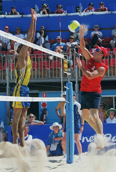 Canada's John Child in action during a beach volleyball tournament  at the Sydney 2000 Olympic Games. (CP PHOTO/ COA)