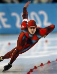 Canadian long-track speed skater Mike Ireland races during his 500-metre heat in Salt Lake City, Utah Tuesday Feb. 12, at the 2002 Olympic Winter Games. (CP Photo/COA/Andre Forget).