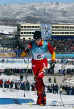 Canada's Milaine Theriault, part of the cross country ski team at the 2002 Salt Lake City Olympic winter  games. (CP Photo/COA)