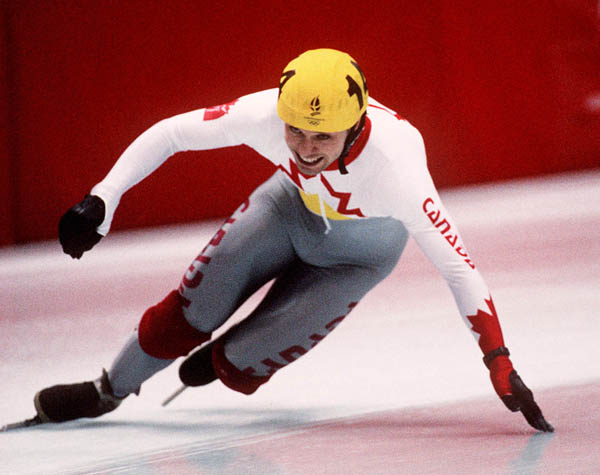 Canada's Michel Daigneault competes in the short track speed skating event at the 1992 Albertville Olympic winter Games. (CP PHOTO/COA/Ted Grant)