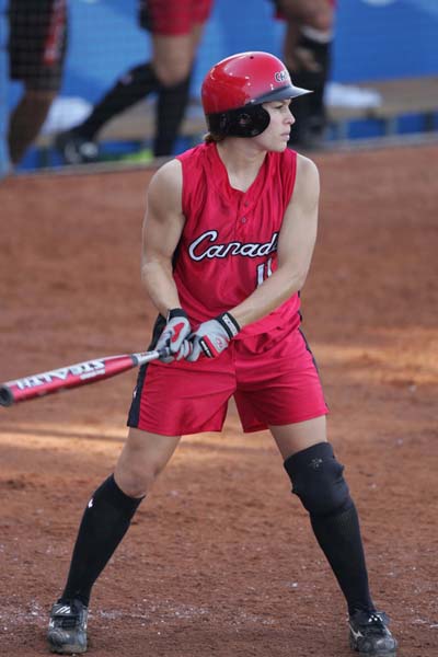 Canada's Angela Lichty gets ready to bat during the preliminary game against Taipei on August 14, 2004 at the Olympic Games in Athens. (CP PHOTO)2004(COC-Mike Ridewood)