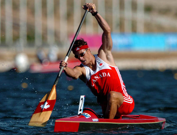 Canada's Richard Dalton of Halifax, Nova Scotia races in the K1 500m heat during the Athens 2004 Summer Olympic Games  Tuesday August 24, 2004. (CP PHOTO/COC-Andre Forget)