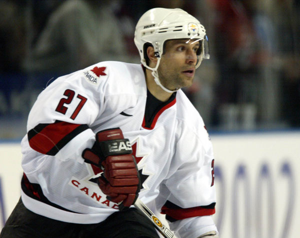 Team Canada's Simon Gagne during the first period of the game against Finland Feb. 20, at the 2002 Olympic Winter Games in Salt Lake City. The final score was 2-1. (CP Photo/COA/Mike Ridewood).