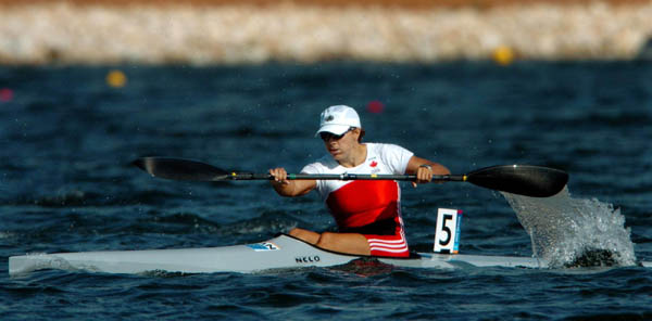 Canada's Caroline Brunet of Montreal, Quebec races in the K1 500m heat during the Athens 2004 Summer Olympic Games Thursday August 24, 2004. Brunet placed first in the heat.(CP PHOTO/COC-Andre Forget)