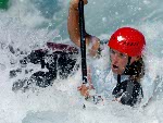 Canada's Margaret Lanford competes in a white water kayak event at the 1996 Atlanta Summer Olympic Games. (CP PHOTO/COA/EL)