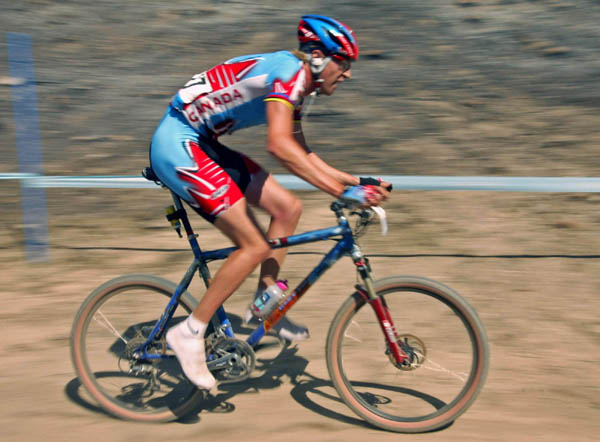 Ryder Hesjedal of Victoria did not finish in the men's mountain bike event at the Athens Olympics, Saturday, August 28, 2004.(CP PHOTO/COC-Mike Ridewood)