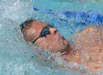 Canada's Nathaniel O'Brien of Victoria placed 10th in the qualifying heats of 200-metre backstroke event at the 2004 Summer Olympic Games in Athens, Greece, on Wednesday, August 18, 2004 and advanced to the semifinals. (CP PHOTO/COC/Mike Ridewood)
