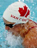 Canada's Lauren van Oosten of Calgary in 200-metre breaststroke action during qualifying heats at the 2004 Summer Olympic Games in Athens, Greece, Wednesday, August 18, 2004.  (CP PHOTO/COC/Mike Ridewood)