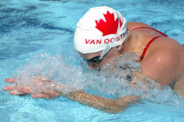 Lauren Van Oosten of Calgary in 200 metre breaststroke in swimming preliminaries action at the Athens Olympics, Wedsday, August 18, 2004.  (CP PHOTO)2004(COC-Mike Ridewood)
