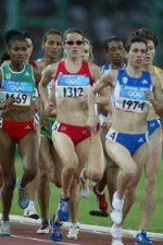 Canada's Priscilla Lopes of Whitby, Ontario, in her heat of women's 100 metre hurdles in track and field action at the Olympic Games in Athens, Sunday, August 22, 2004.  She finished 20th overall in this event. (CP PHOTO)2004(COC-Mike Ridewood)