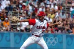 Canada's Jeremy Ware awaits the ball in the bronze medal game against Japan at the Olympic Games in Athens on August 25, 2004.  Canada lost the game. (CP PHOTO 2004/Andre Forget/COC)