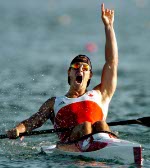 Canada's Adam van Koeverden of Burlington, Ontario paddles during the K1 final during the Athens 2004 Summer Olympic Games in Schinias, Greece, on Friday, August 27, 2004. Van Koeverden came in third for a bronze medal. (CP PHOTO/COC-Andre Forget)