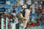Canada's Blythe Hartley of North Vancouver performs a dive in the final of the women's 3 metre springboard diving event at the Summer Olympic Games in Athens, Greece, Thursday, August 26, 2004. Hartley finished fifth. (CP PHOTO/COC-Mike Ridewood)