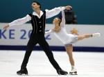 Canada's Jacinthe Lariviere and Lenny Faustino, part of the figure skating team at the 2002 Salt Lake City Olympic winter  games. (CP Photo/COA)