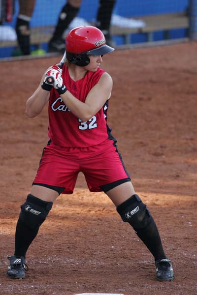 Canada's Jackie Lance gets ready to bat during the preliminary game against Taipei on August 14, 2004 at the Olympic Games in Athens.  (CP PHOTO)2004(COC-Mike Ridewood)