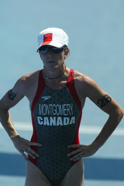 Canada's Carol Montgomery of Vancouver finished 35th in the women's triathlon at the Olympic Games in Athens, Wednesday, August 25, 2004. (CP PHOTO/COC-Mike Ridewood)