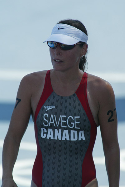 Canada's Jill Savege of Penticton, B.C. finished 39th in women's triathlon at the Olympic Games in Athens on Wednesday, August 25, 2004.(CP PHOTO/COC-Mike Ridewood)