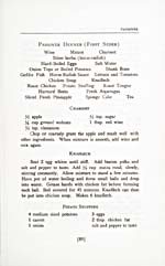 Page 89 of cookbook, A TREASURE FOR MY DAUGHTER: A REFERENCE BOOK OF JEWISH FESTIVALS WITH MENUS AND RECIPES, with a menu for Passover and recipes for Charoset, Knadlech and Potato Stuffing