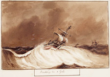 Illustration entitled SCUDDING IN A GALE