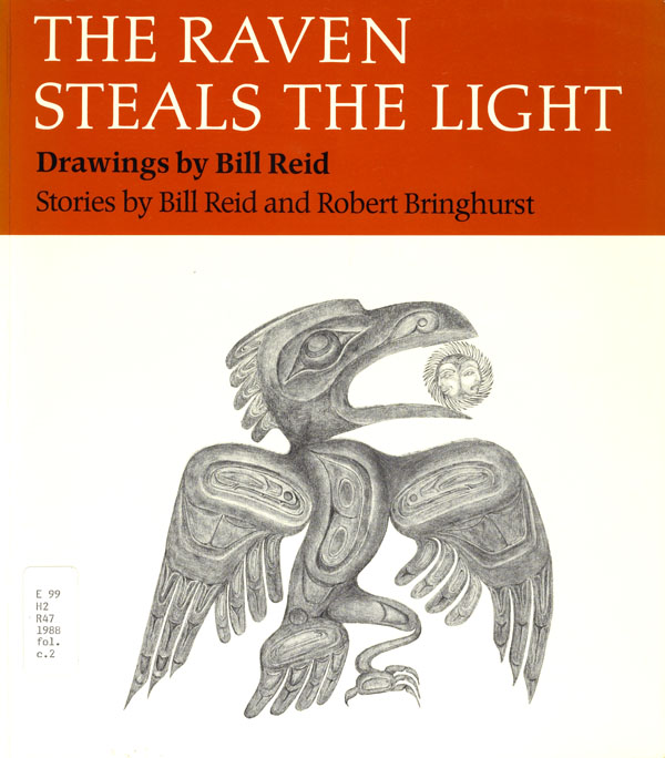 Red and white book cover with a drawing of a black and white raven