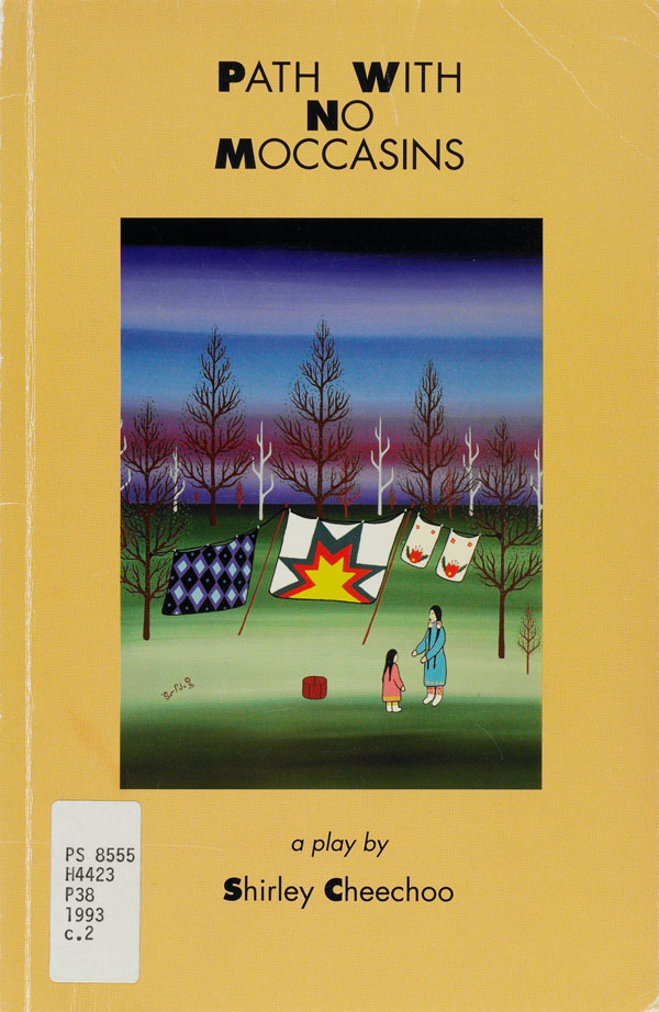 Yellow book cover with an illustration in the centre showing two female figures, a woman and young girl, with blankets hanging on a line attached to two trees in a forest
